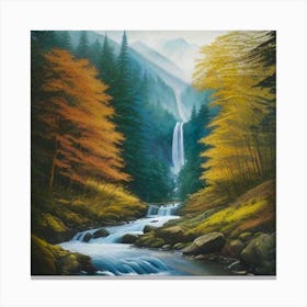 high falls in mountain forest Canvas Print