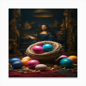 Easter Eggs In A Nest Canvas Print