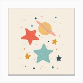 Planets And Stars Cute Kids Room Drawing Illustration Canvas Print