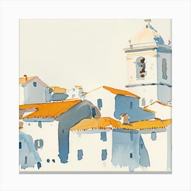 Watercolour Of A Village Canvas Print