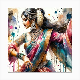 Watercolor Indian Woman Dancer #1 Canvas Print