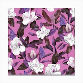 Magnolias Flowers Magenta Canvas Print