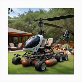 Helicopter On A Lawn 1 Canvas Print