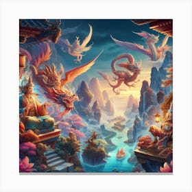 Dragons In The Sky Canvas Print
