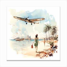 1940s Glamour: Vintage Watercolour Charm Canvas Print