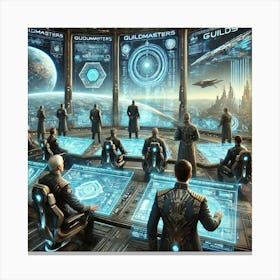 A Detailed Futuristic Scene Depicting The Guildmas Canvas Print