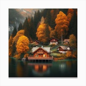 Autumn Lake House Canvas Print