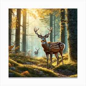Deer In The Forest Ultra Hd Realistic Vivid Colors Highly Detailed Uhd Drawing Pen And Ink Pe (91) Canvas Print