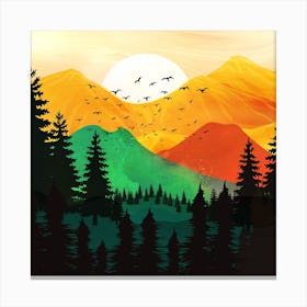 Sunrise over the colorful mountain peaks Canvas Print