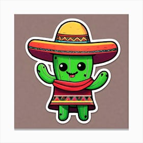 Cactus With Sombrero 3 Canvas Print