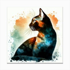 Cat Watercolor Painting Canvas Print