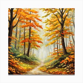 Forest In Autumn In Minimalist Style Square Composition 151 Canvas Print