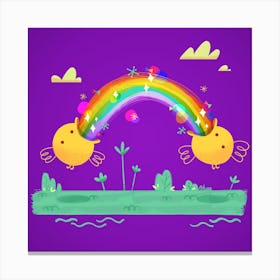 Rainbow Chickens Canvas Print