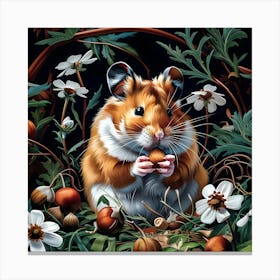 Hamster's Autumn Feast Canvas Print