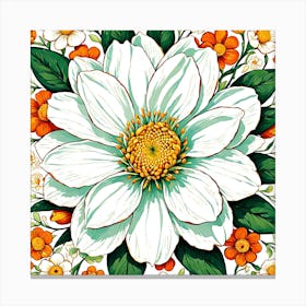 Flower In A Vase, Illustrate A Close Up Of A Blooming Flower With Intricate Canvas Print