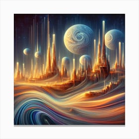 Futuristic City,a surrealistic painting of Star Wars planets 1 Canvas Print