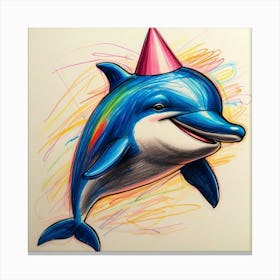 Dolphin Party Hat Canvas Print