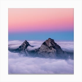 The tops of the moutains above the clouds Canvas Print