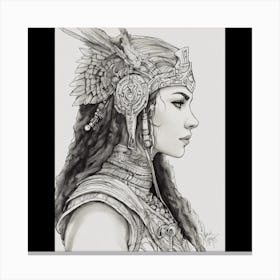 Pen Sketch Of Just The Profile Of An Inner Goddess (1) Canvas Print