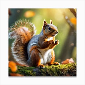 Squirrel In The Autumn Forest Canvas Print