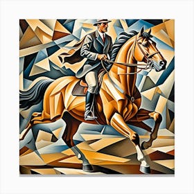 Man Riding A Horse Cubism Style Canvas Print