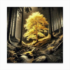 Golden Tree In The Forest 2 Canvas Print