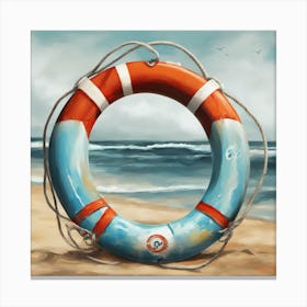 Life Preserver On The Beach Canvas Print