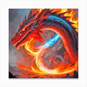 Dragon In Flames 2 Canvas Print