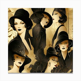 Art Deco Women's Silhouettes 1 Canvas Print