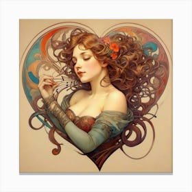 Sexy Girl In A Heart Canvas Print