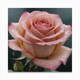 Pink Rose In The Rain Canvas Print