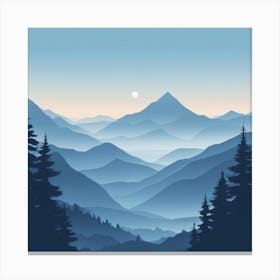 Misty mountains background in blue tone 81 Canvas Print