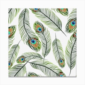 Green Peacock Vector Canvas Print