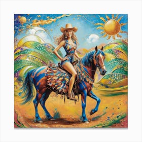 Cowgirl On Horseback Matisse-inspired 2 Canvas Print