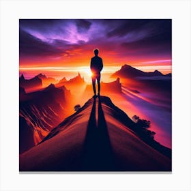 Man Standing On Top Of Mountain 1 Canvas Print