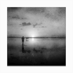 African Sunset Black And White Canvas Print