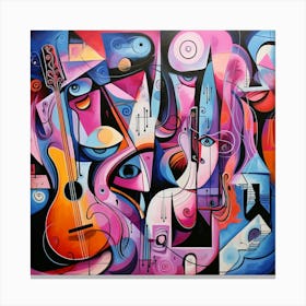 Abstract Music Painting,Harmonies Color Picasso S Cubism Meets Pink Floyd S Psychedelia Canvas Print