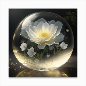 Peony In A Glass Ball Canvas Print