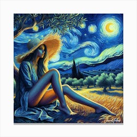 Woman Under Olive Tree Canvas Print
