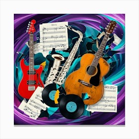 A Visually Striking Abstract Collage Of Different Instruments 3 1 Canvas Print