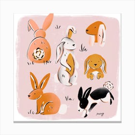 Rabbits Square Canvas Print