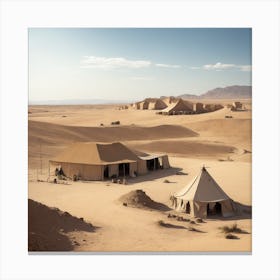 Military camp in the desert Canvas Print