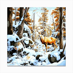 Woodlands Alberta - Deer In Snow Canvas Print