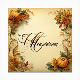 An Elaborate Display Of Calligraphy Gracefully Forming Happy Thanksgiving Greetings Swirling Wit (5) 1 Canvas Print