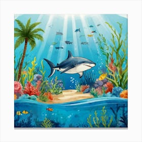 Default Aquarium With Coral Fishsome Shark Fishes View From Th 0 (2) Canvas Print