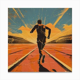 Athlete Running At Sunset Canvas Print