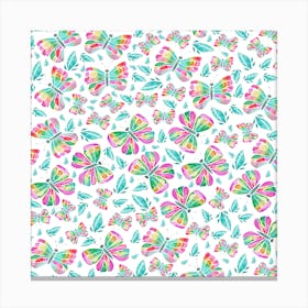 Butterflies On A White Background Canvas Print