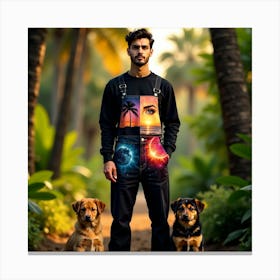 Man And His Dogs Canvas Print