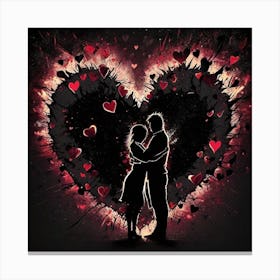 Sdxl 09 Two Exploding Heart Happiness Dark Ambiance People Hug 0 Canvas Print