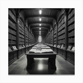 Library In Black And White Canvas Print